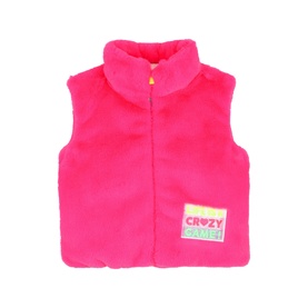 Billy Blush pink fluffy fleece gilet with zip fastening and logo patch, children's