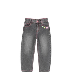 Denim Heart Barrel Leg Jeans