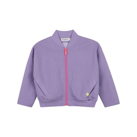 Billy Blush Purple Tulip sweat top with pink zip fastening, ribbed collar, and gold logo badge detail
