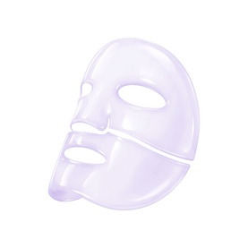 Biodance hydrating face mask in translucent lilac sheet format, full-face coverage with eye and mouth cutouts
