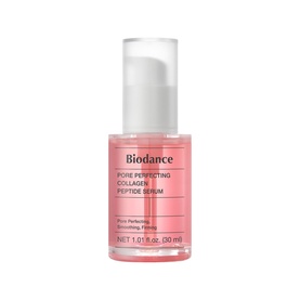 Biodance Pore Perfecting Collagen Peptide Serum in a pink pump bottle, 30ml