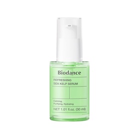 Biodance Refreshing Sea Kelp Serum in a green glass pump bottle, 30ml