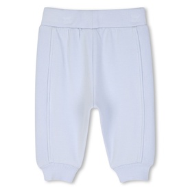 Boss Kids pale blue baby joggers with elasticated waistband and cuffed ankles, part of a 3-piece set