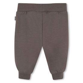Boss Kids Baby green jogger trousers with elasticated waistband and ribbed cuffs, part of a 3-piece set