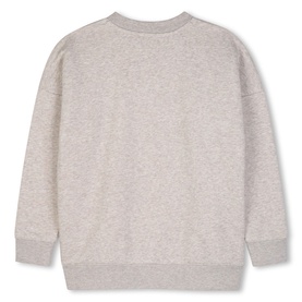 Boss Kids Off White Marl children's sweat top, rear view showing ribbed cuffs, hem, and crew neckline