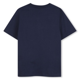Boss Kids navy T-shirt, back view, short sleeves, plain crew neck, clean finish