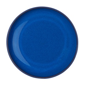 Denby Large Nesting Bowl in blue stoneware, shot from above showing reactive glaze finish with dark rim detail