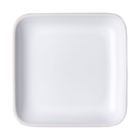 Denby Medium Square Plate in blue stoneware with rounded corners, shown from above against white background
