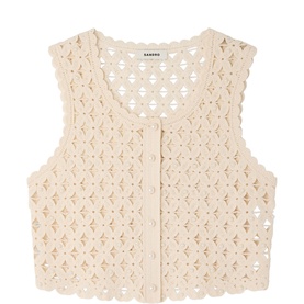 Beaded Crochet Cropped Cardigan