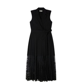 Lace Pleated Wrap Dress