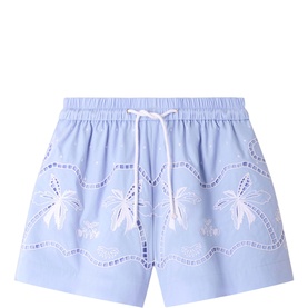 Embroidered Pam Tree Shorts