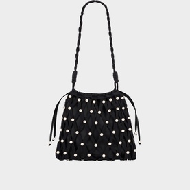 Studded Net Mesh Shoulder Bag