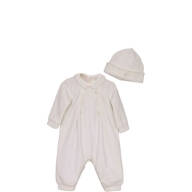 Marshall Velour Double-Breasted Babygrow & Hat Two-Piece Set