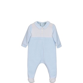 Monty Embroidered Velour Babygrow