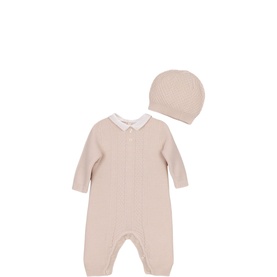 Munro Textured Knitted Babygrow & Hat Two-Piece Set