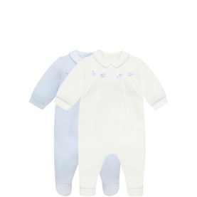 Lenny Twin Embroidered Babygrow Two-Piece Set