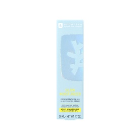 Erborian Glow Moisturiser day cream in light blue box with coral motif, 50ml