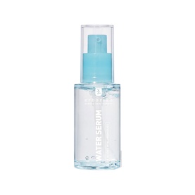 Erborian Water Serum in a clear pump bottle with light blue cap and labelling, travel-friendly size