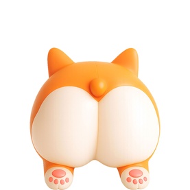 Keycraft The Big Squij squishy corgi bottom toy in orange and cream, showing paws and tail detail, small size