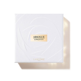Lanc&ocirc;me Absolue Longevity skincare set in white gift box with gold embossed branding and rose detail