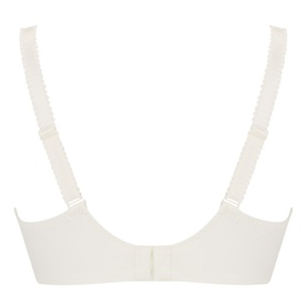 Simone Perele Full Cup Bra in Natural, featuring adjustable straps with lace trim and centre gore detail, back view.
