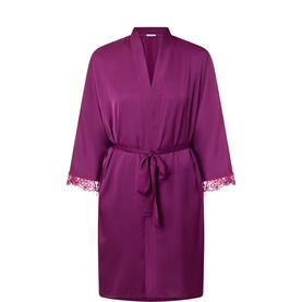 Satin Secrets Lace Trim Kimono Robe