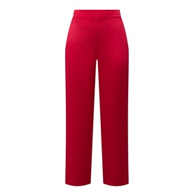 Simone Perele PJ Pants in Opera Red, wide-leg silhouette, high waist, 100% silk fabric, flat lay