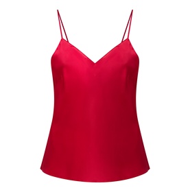 Simone Perele Opera Red 377 silk camisole top with V-neckline and thin adjustable spaghetti straps