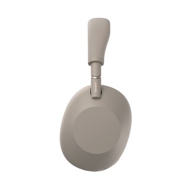 Sony WH1000 Mark 6 Noise Cancelling Bluetooth Over Ear Headphones in cream, shown from rear angle highlighting padded ear cup and adjustable headband.