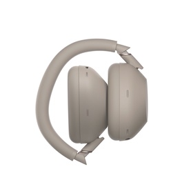 Sony WH1000 Mark 6 Noise Cancelling Bluetooth Over Ear Headphones in cream, folded headband view showing cushioned ear cups