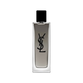 YSL Myslf Intense Eau de Toilette, clear glass bottle with black cap and embossed YSL logo