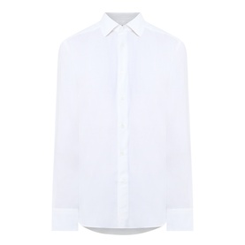 Zegna Cashco Casual Shirt in white, semi-spread collar, long sleeves, buttoned cuffs and front button fastening