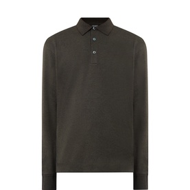 Solid Long-Sleeved Polo Shirt