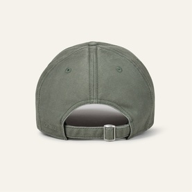 Bash green baseball cap, rear view showing adjustable silver buckle strap and structured crown with tonal stitching