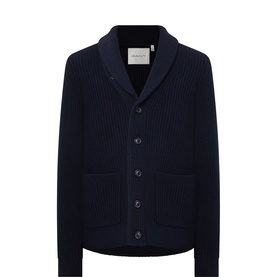 Ribbed Shawl-Collar Cardigan