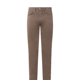 Gant Casual Trouser in Faded Taupe, five-pocket style with gold hardware, slim straight leg, cotton-elastane blend