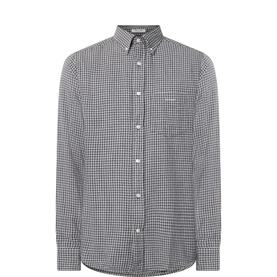 Gant Reg Shirt in Charcoal Melange gingham check, button-down collar, long sleeves, chest pocket with logo