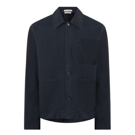 JW Anderson black cotton casual jacket with spread collar, button front, and patch pockets