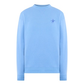 JW Anderson Ribbon Anchor Logo Sweatshirt in washed blue, crew neck, long sleeves, ribbed trims, embroidered anchor logo on chest