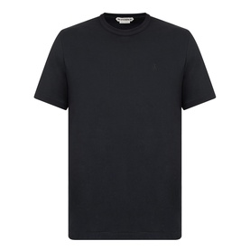 JW Anderson Anchor Logo T-Shirt in black, round neck, short sleeves, small anchor logo at chest, straight hemline