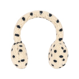 Konges Sl&oslash;jd Head Band in Dot Lumiere, cream sherpa fleece with black dot print, cushioned ear covers, one size