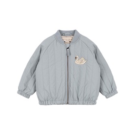 Konges Sl&oslash;jd light blue quilted children's jacket with zip fastening and embroidered swan badge on chest