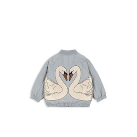 Konges Sl&oslash;jd light blue children's quilted jacket with large swan heart appliqu&eacute; on the back