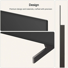 LG 55 Inch OLED B6 4K Smart TV in black, close-up detail shots highlighting slim profile and stand design