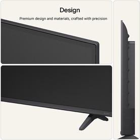 LG 55 Inch Mini LED 4K Smart TV in black, showing slim profile and front panel design detail in two close-up angles