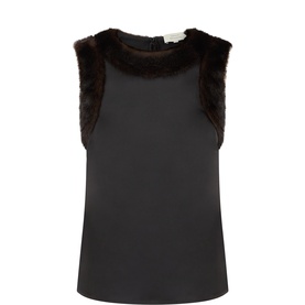Zaira Faux-Fur-Trim Top