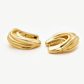 Missoma gold triple-band chunky hoop earrings with polished finish, shown as a pair on white background