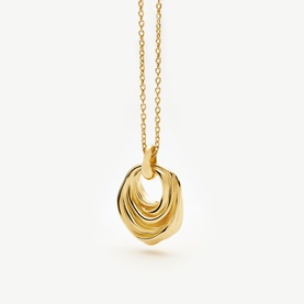 Missoma gold necklace with layered oval pendant rings on a fine chain, gold metal tone