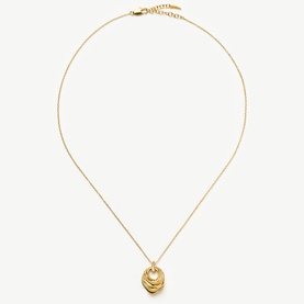 Missoma gold necklace with layered oval pendant on fine chain with adjustable clasp