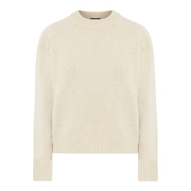 Soeur ecru chin&eacute; merino wool crew-neck jumper with raglan sleeves and ribbed cuffs and hem